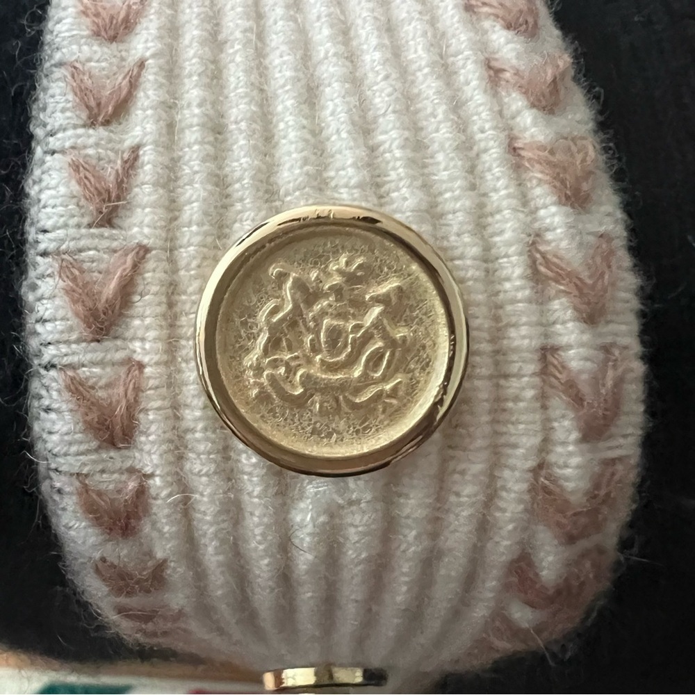 C By Bloomingdale’s 100% 2-Ply Cashmere Black & Cream Gold Button Cardigan XS - Picture 9 of 11
